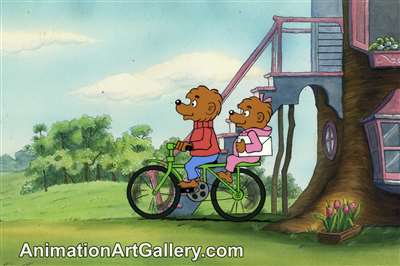 Production Cel of Brother Bear and Sister Bear from The Berenstain Bears' Comic Valentine