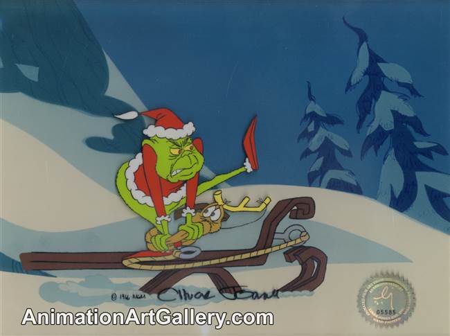 Production Cel of the Grinch and Max from How The Grinch Stole Christmas
