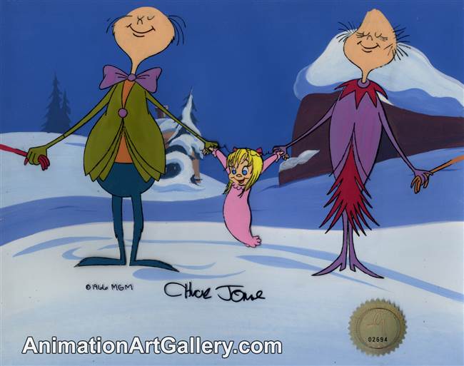 Production Cel of Cindy Lou Who and some Whos from How The Grinch Stole Christmas