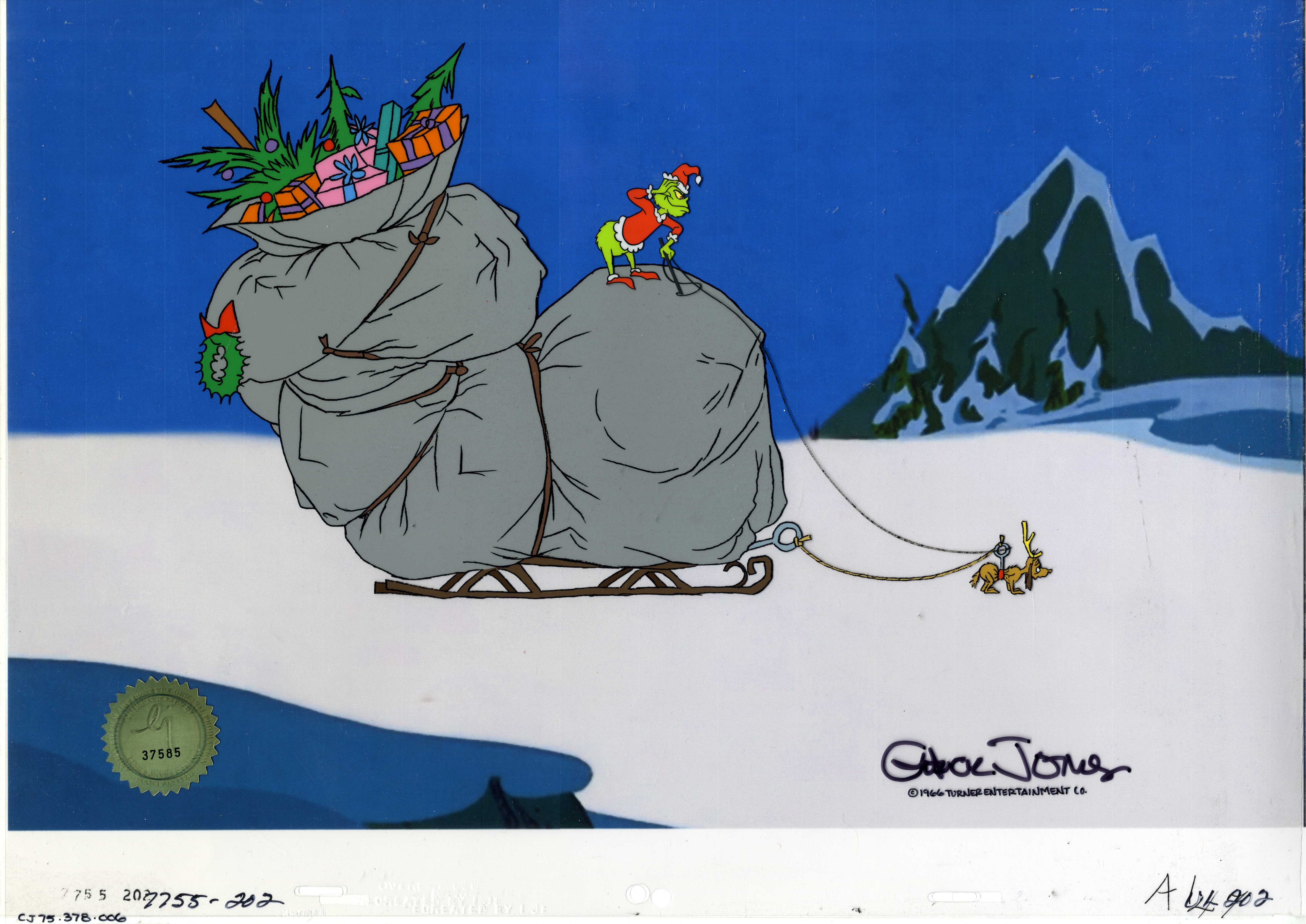 Original Production Cel of the Grinch and Max from How the Grinch Stole Christmas (1966)