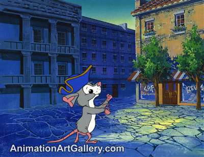 Production Cel of Tucker the mouse from Yankee Doodle Cricket