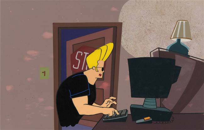 Original Master Background and Production Cel of Johnny Bravo from Johnny Bravo