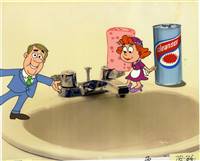 Original Production Cel of a Man and  Woman from a Cleaning Product Commercial