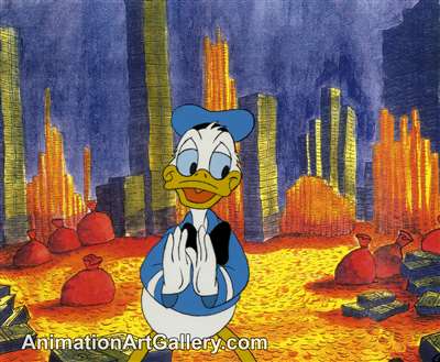 Production Cel with Matching Drawing of Donald Duck from Careers