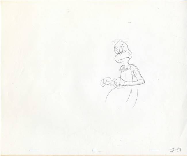 Original Production Drawing of the Grinch from The Grinch Grinches the Cat in the Hat (1982)