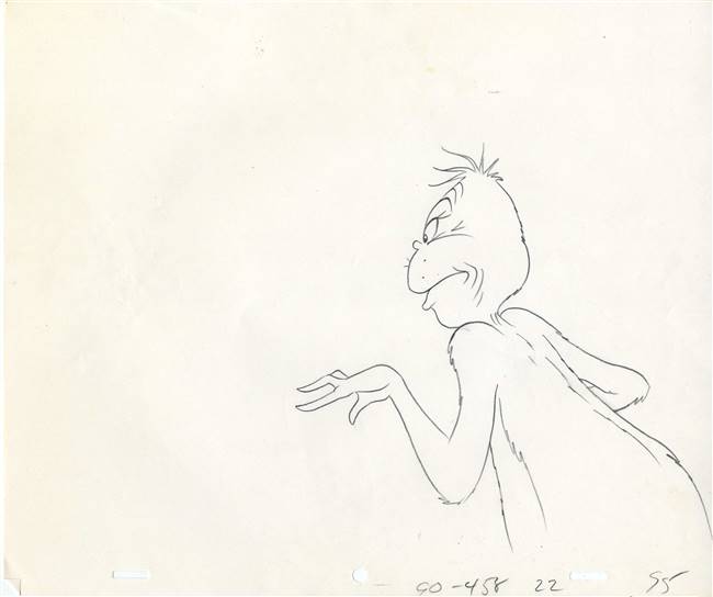 Original Production Drawing of the Grinch from The Grinch Grinches the Cat in the Hat (1982)