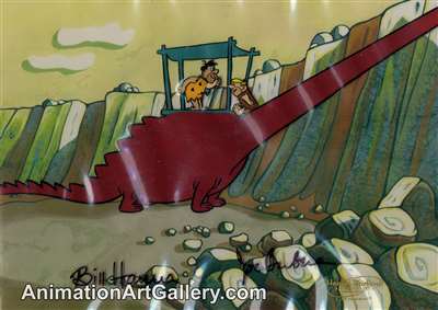 Production Cel of Fred Flintstone and Barney Rubble from Social Climber