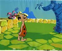 Original Production Cel of a man with a moustache from the Flintstones