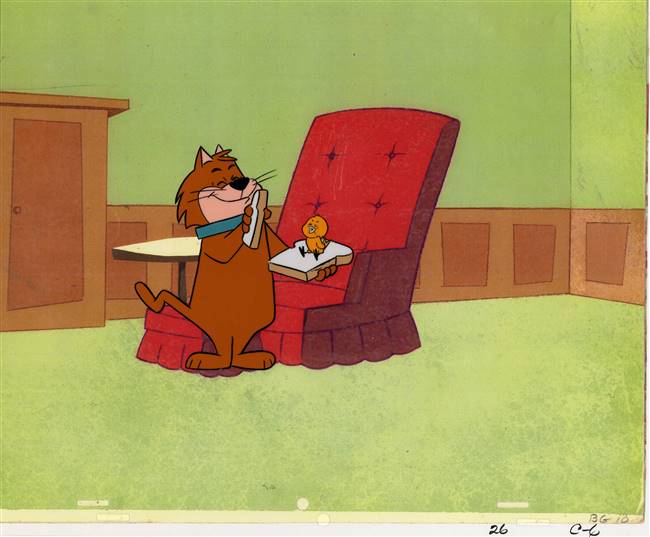 Original Production Cel of a cat and a bird from Hanna Barbera (1960s)