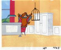 Original Production Cel of a Cat with a Bird from Hanna Barbera (1960s)