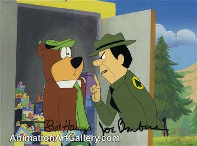 Production Cel of Yogi Bear and Ranger Smith from Yogi the Easter Bear