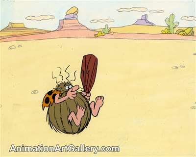 Production Cel with Matching Drawing of Captain Caveman from Hanna-Barbera (c.1970s)