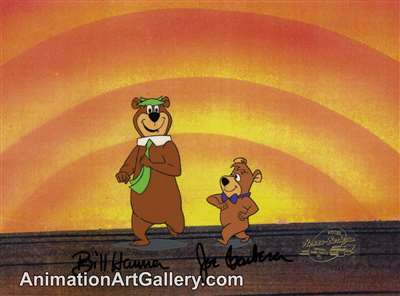 Production Cel of Yogi Bear and Boo Boo from Hanna-Barbera (c.1980s)
