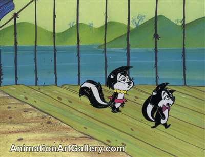 Production Cel of a skunk and a girl skunk from Hanna-Barbera (c.1960s)