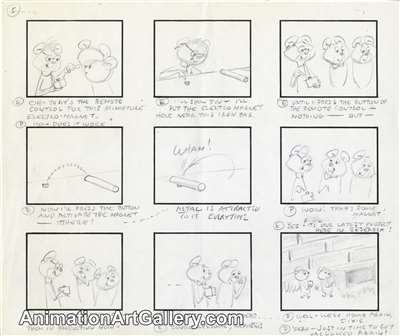 Storyboard of Pixie and Dixie from Hanna-Barbera (c.1960s)