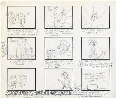 Storyboard of Pixie and Dixie from Hanna-Barbera (c.1960s)