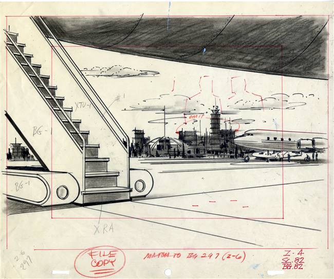 Original Layout Drawing of an Airport from Jonny Quest (1964-1965)