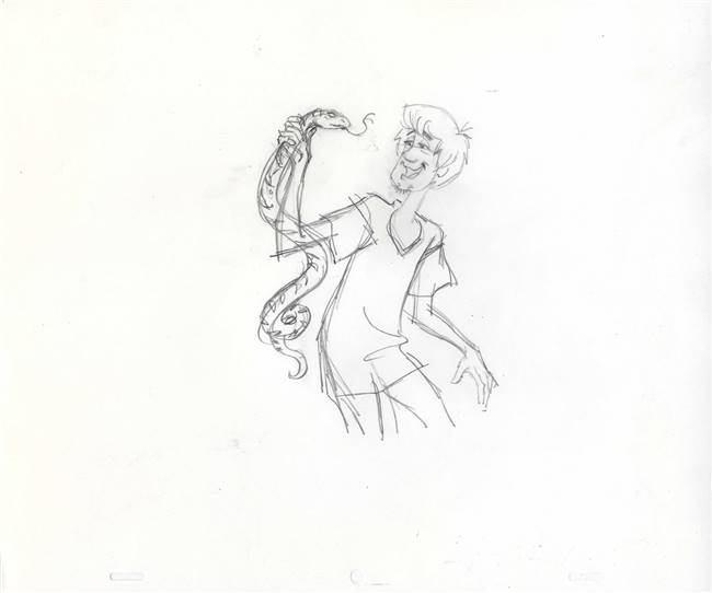 Original Publicity Drawing of Shaggy and a snake from Scooby Doo (1990s)