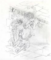 Original Publicity Drawing of Scooby Doo, Shaggy, and Mummy from Scooby Doo (1990s/00s)