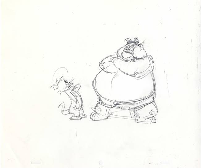 Original Production Drawing of Tom and Spike from the Karate Guard (2005)
