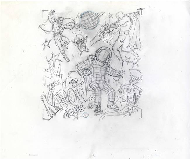Original Publicity Drawing of The Kapow Club with Atom Ant and Friends (1990s/00s)