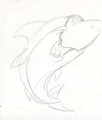 Original Character Drawing of Jabberjaw from Hanna Barbera (1990s/00s) Attributed to Iwao Takamoto