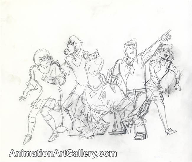 Publicity Drawing of the Scooby Doo Gang from Scooby Doo (1990s)