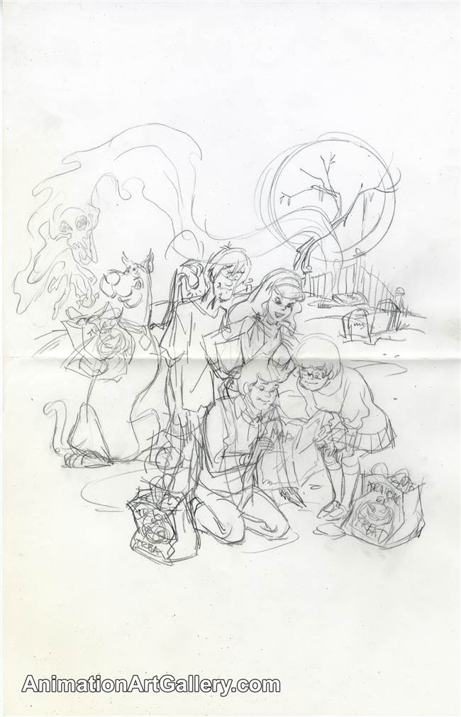 Publicity Drawing of the Scooby Doo Gang from Scooby Doo (1990s)