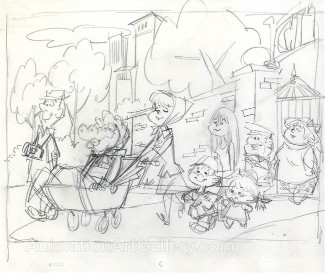 Original Publicity Drawing of Wally Gator from Hanna Barbera