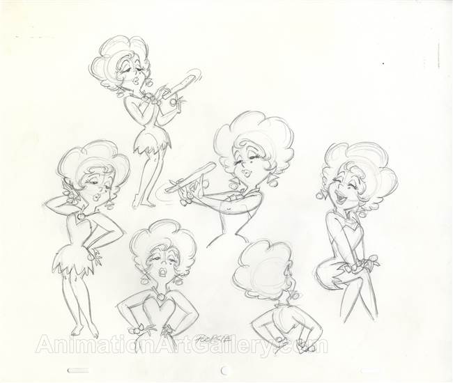 Original Model Sheet Drawing of Poopsie from the Flintstones