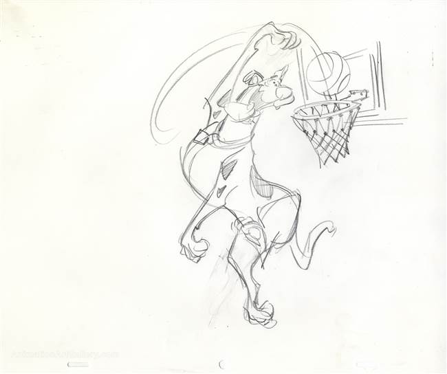 Original Publicity Drawing of Scooby Doo playing Basketball from Scooby Doo (1990s)