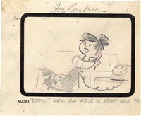 Original Production Storyboard Drawing of Wilma Flintstone and Betty Rubble from The Swimming Pool