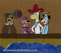 Production Cel and Production Background of Yogi Bear and Huckleberry Hound from Hanna-Barbera Studio