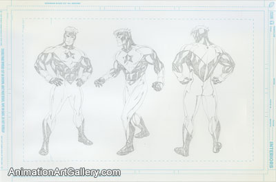 Model Sheet Drawing of Booster Gold from DC Comics