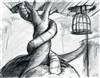 Original Storyboard of Twisted tree and cage from Nightmare Before Christmas (1993)