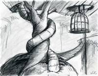 Original Storyboard of Twisted tree and cage from Nightmare Before Christmas (1993)