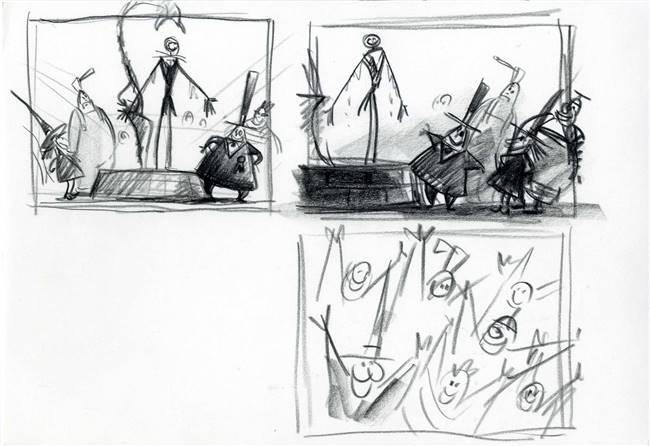 Original Storyboard of Jack and Mayor from Nightmare Before Christmas (1993)