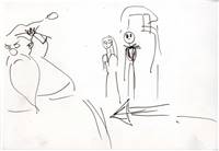 Original Production Storyboard by Jorgen Klubien of Sandy Claws, Sally, and Jack Skellington from Nightmare Before Christmas (1993)