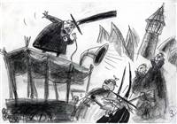 Original Storyboard of Mayor of Halloweentown from Nightmare Before Christmas (1993)