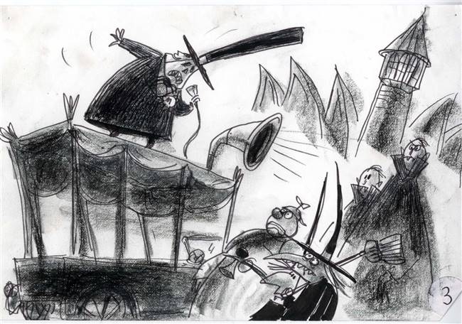 Original Storyboard of Mayor of Halloweentown from Nightmare Before Christmas (1993)