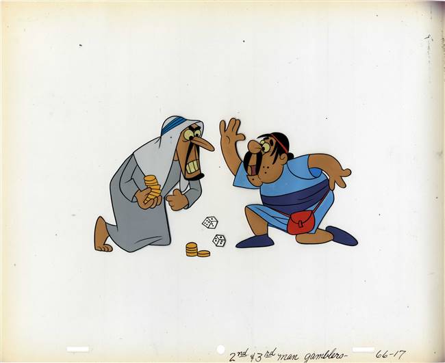 Original Production Cel and Matching Drawing of Two Men from Famous Adventures of Mr Magoo
