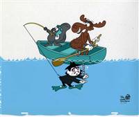 Original Scene Cel of Rocky, Bullwinkle, and Boris from Jay Ward 