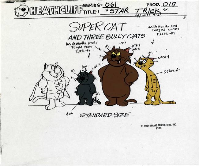 Original Model Cel of Super Cat and Three Bully Cats from Star Trick