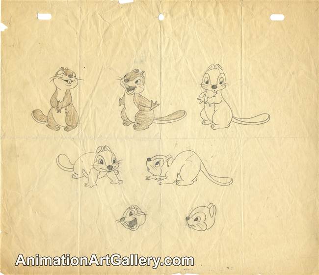 Model Sheet Drawing of a beaver from Terrytoon Studios