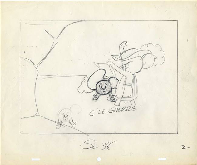 Original Layout Drawing of Nibbles and Jerry from Touché, Pussy Cat! (1954)