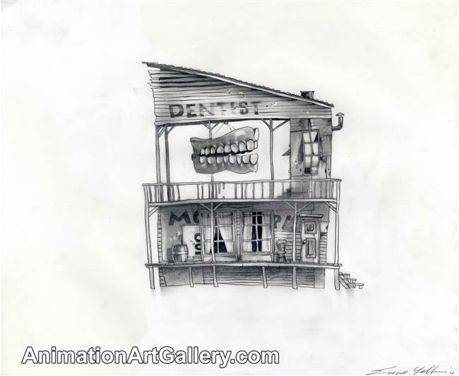 Original Concept Piece of a dentist's office from Rango