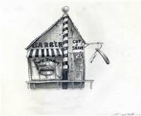 Original Concept Piece of a barber shop from Rango
