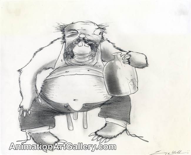 Original Production Character drawing of Hillbilly Mole from Rango