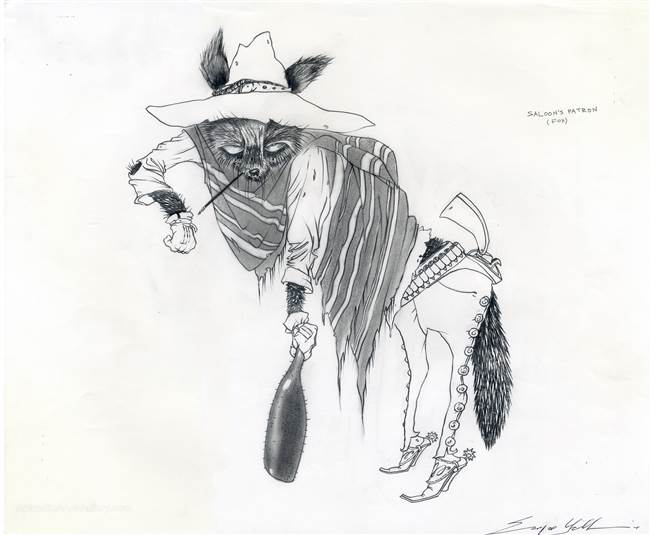 Original Character Production Drawing of a Fox and from Rango (2011)