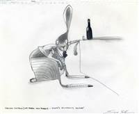 Original Character Production Drawing of a Rabbit from Rango
